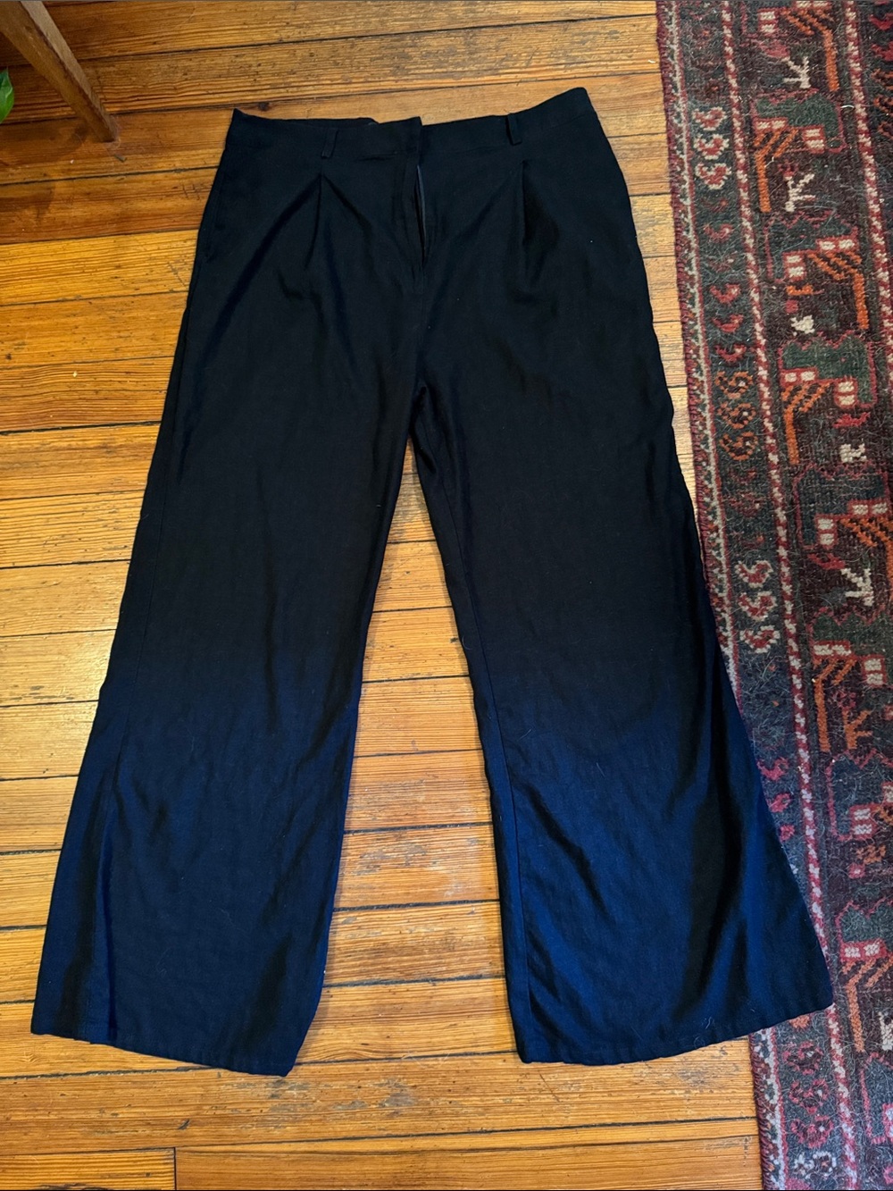 Anthropologie Black Wide-Leg Tailored Trousers